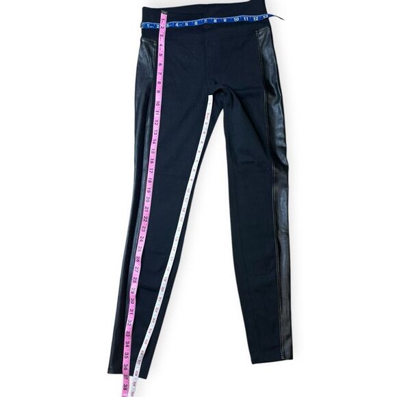 ATHLETA Women’s Black with Faux Leather Side Stripe Tux Metro Legging Size Small - Picture 7 of 7